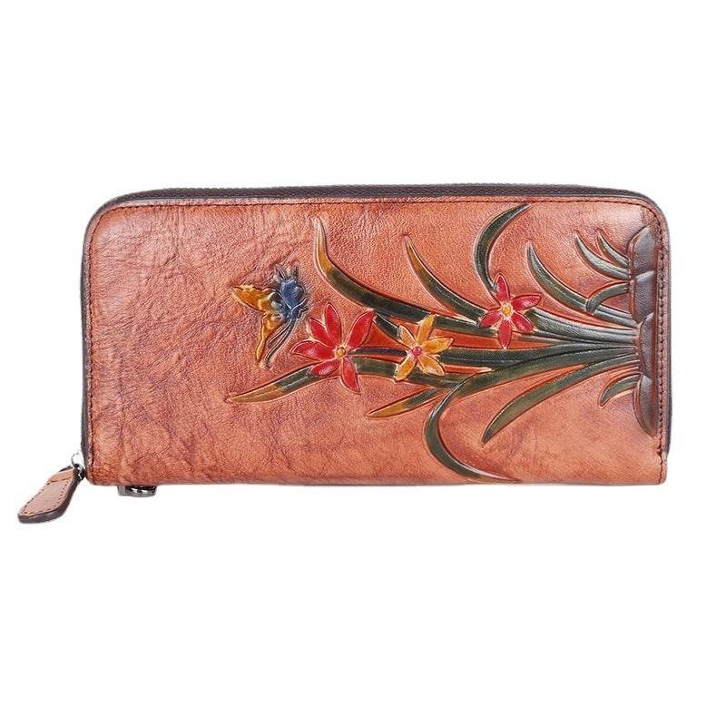 Retro Long Clutch Wallet – Women's Vintage Style Purse with Multiple Card Slots - grabzbags.com