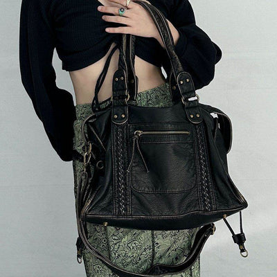 Women’s Retro Motorcycle Shoulder Bag – Large Capacity Vintage Crossbody Handbag - grabzbags.com