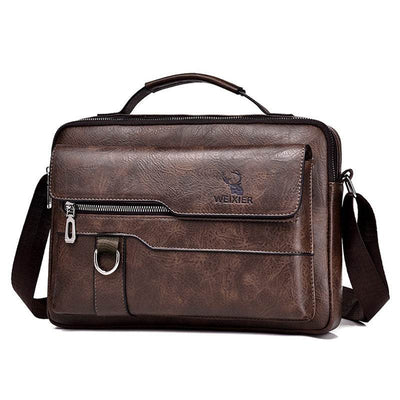 Popular Men’s Retro PU Leather Messenger Bag – One Shoulder Business Crossbody with Flap, Solid Travel Backpack - grabzbags.com