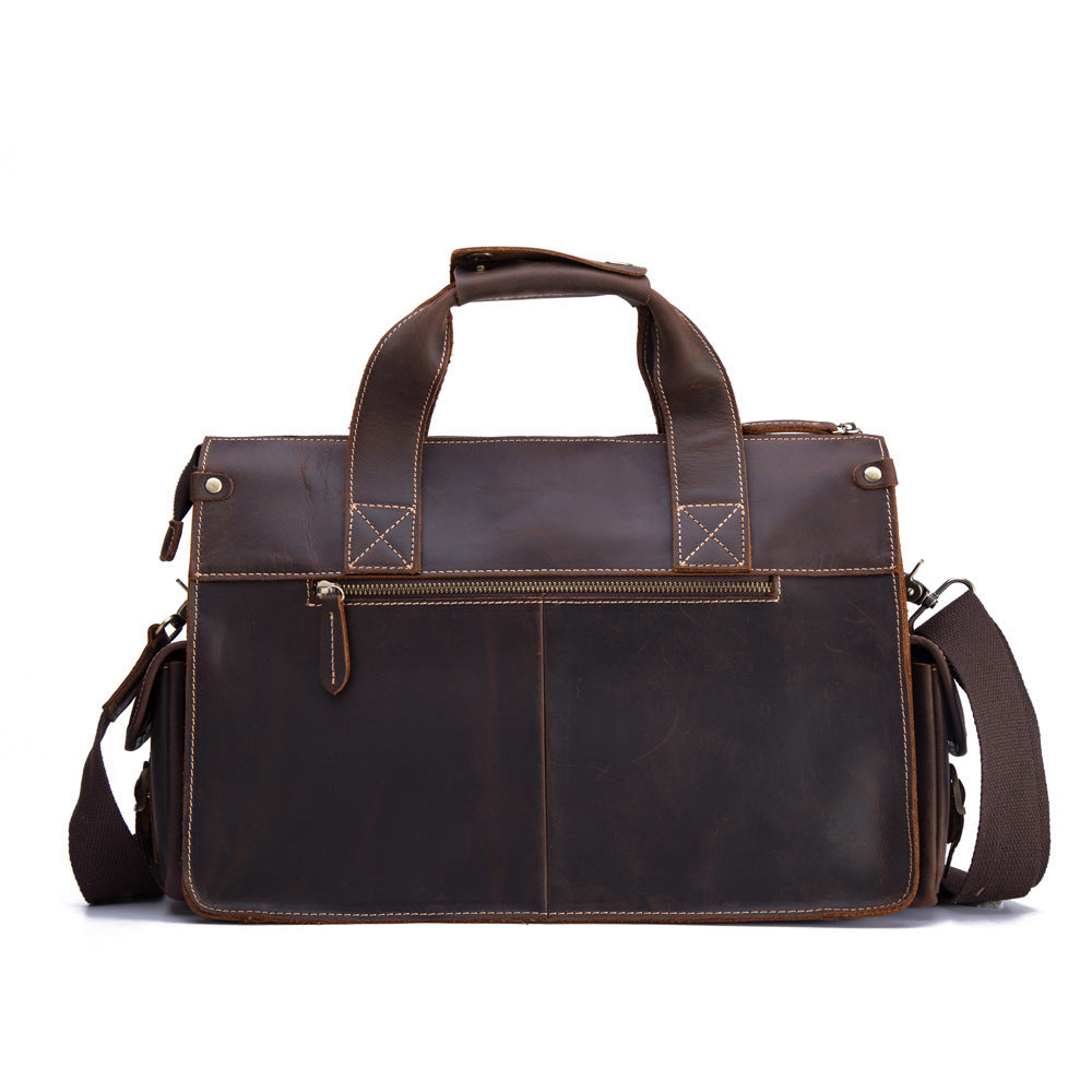 Men’s Retro Leather Briefcase – Genuine Cowhide Messenger Bag