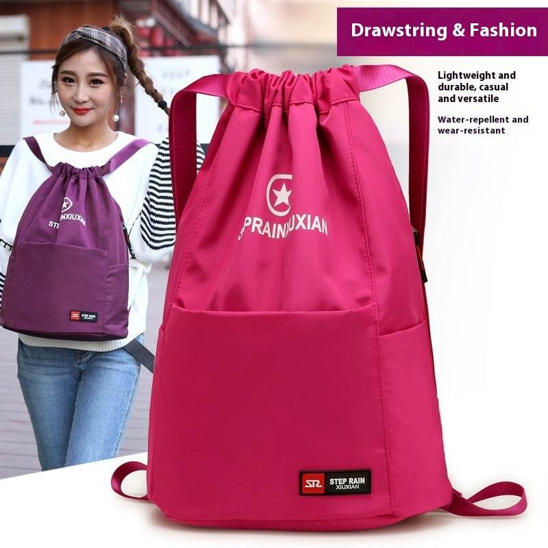 Solid Color Lightweight Drawstring Backpack – Simple Double-Shoulder Design - grabzbags.com