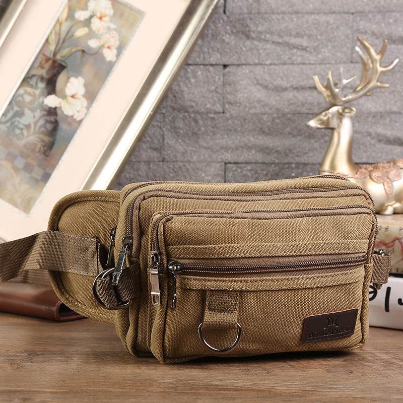 Men’s Canvas Fanny Pack with 4 Zipper Pockets – Adjustable Waist Bag for Travel, Running, Hiking & Cycling - grabzbags.com