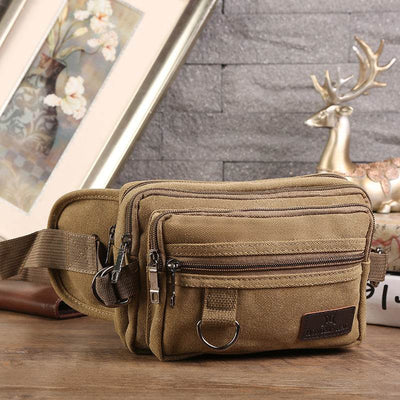 Men’s Canvas Fanny Pack with 4 Zipper Pockets – Adjustable Waist Bag for Travel, Running, Hiking & Cycling - grabzbags.com
