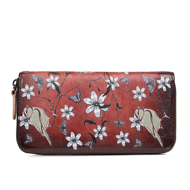 Fashion Women’s Leather Wallet – Vintage Zipper Design in First Layer Cowhide - grabzbags.com