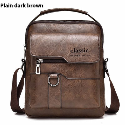 Popular Men’s Retro PU Leather Messenger Bag – One Shoulder Business Crossbody with Flap, Solid Travel Backpack - grabzbags.com