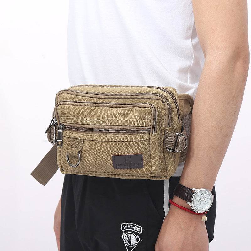 Men’s Canvas Fanny Pack with 4 Zipper Pockets – Adjustable Waist Bag for Travel, Running, Hiking & Cycling - grabzbags.com