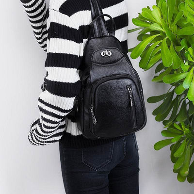 Women's Soft Leather Casual Backpack – Stylish All-Match Small Daypack for Travel, Work & Daily Use - grabzbags.com