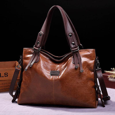 Women’s Retro Fashion Tote Bag – Soft Leather Shoulder & Crossbody Bag with Large Capacity - grabzbags.com