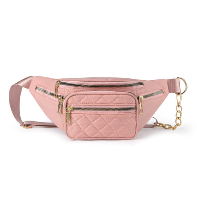 Slanted Diamond Embroidery Chain Shoulder Bag – Stylish Nylon Purse