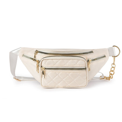 Slanted Diamond Embroidery Chain Shoulder Bag – Stylish Nylon Purse