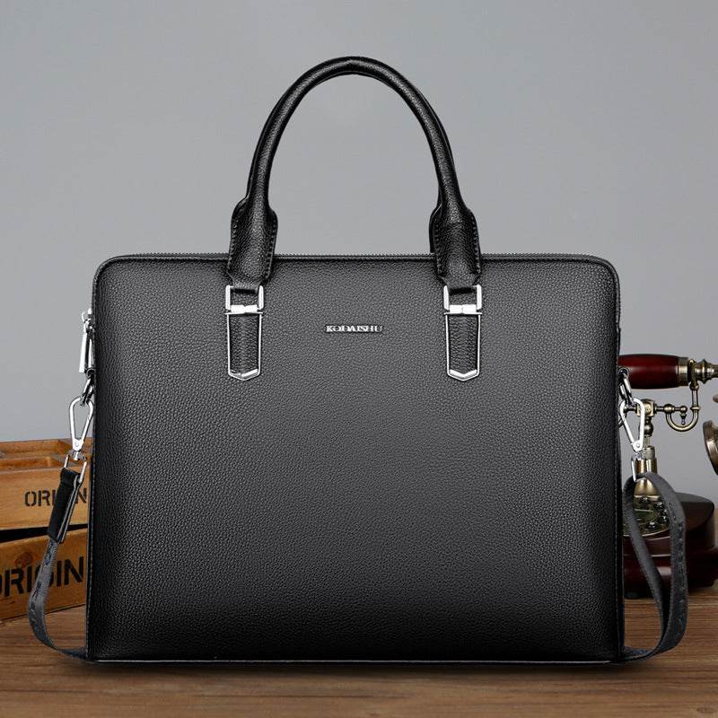 Men's PU leather Business Laptop Bag – Large Capacity Double Zipper Handbag with Premium Tactile Finish - grabzbags.com