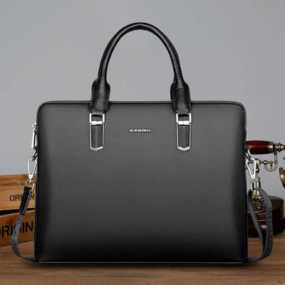 Men's PU leather Business Laptop Bag – Large Capacity Double Zipper Handbag with Premium Tactile Finish - grabzbags.com