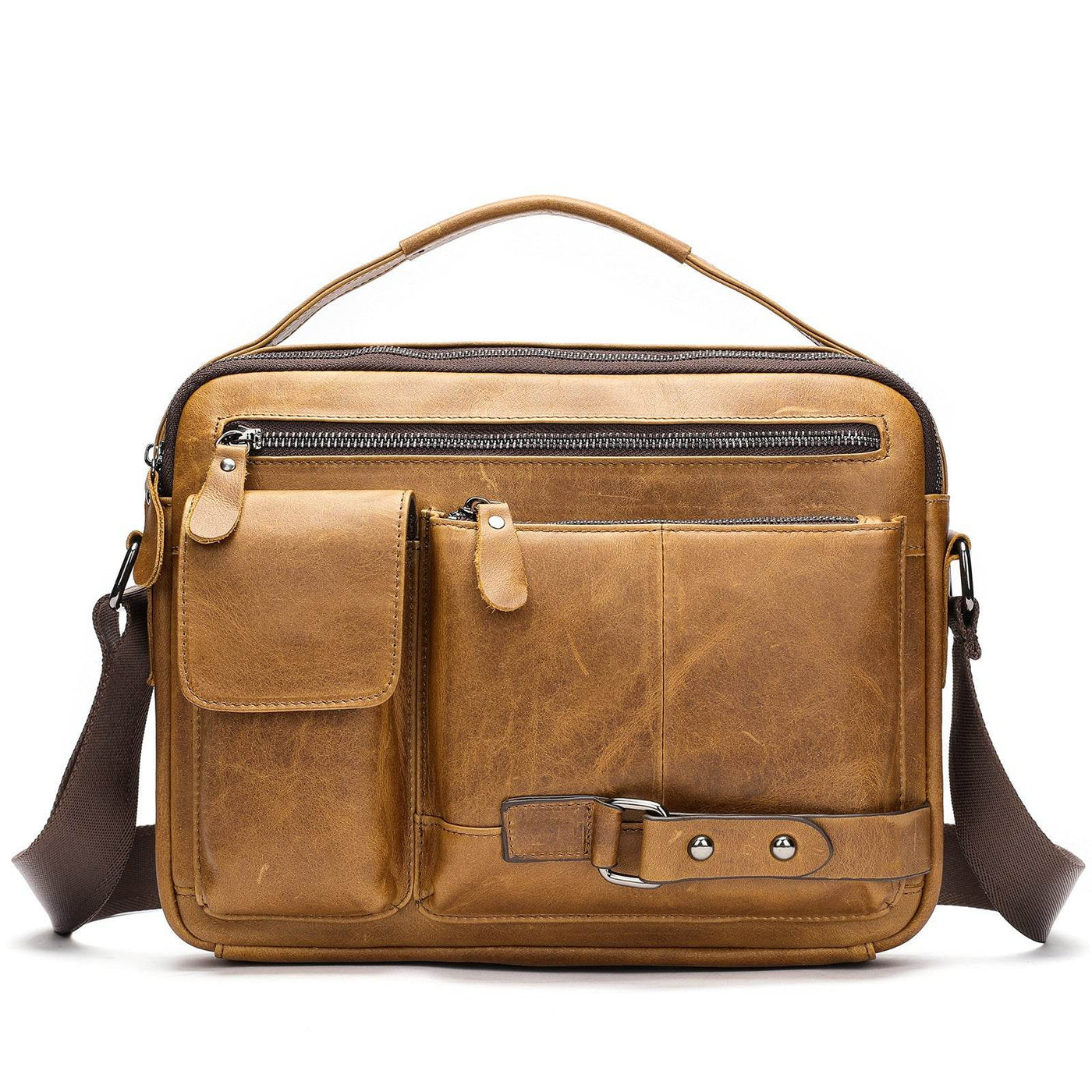 Men’s Premium Oil Wax Leather Messenger Bag – High-End Genuine Leather Crossbody - grabzbags.com