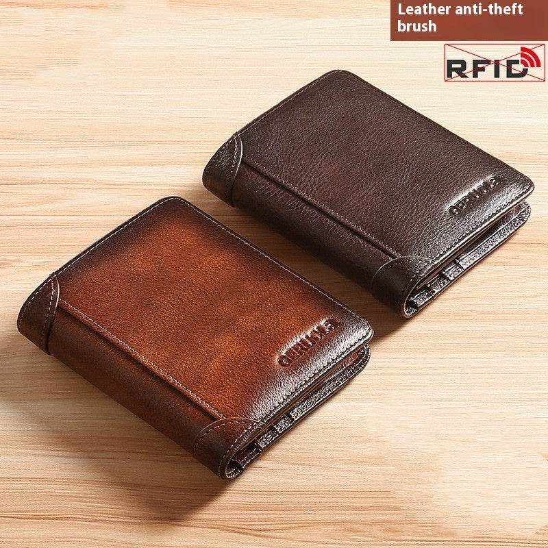 Genuine Leather Ultra-Thin Wallet – RFID Anti-Theft Cheng E Slim Card Holder for Men - grabzbags.com