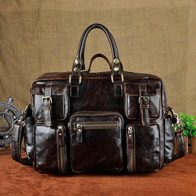 Men’s 16-Inch Leather Briefcase – First Layer Cowhide Large Capacity Business Bag - grabzbags.com