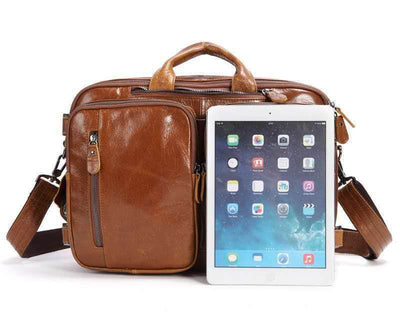 Men’s Multifunctional Leather Bag – First-Layer Imported Cowhide Shoulder & Business Bag - grabzbags.com