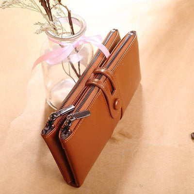 Stylish & Versatile Women’s Long PU Leather Wallet – Zipper Bifold Clutch Purse with Card Holder - grabzbags.com