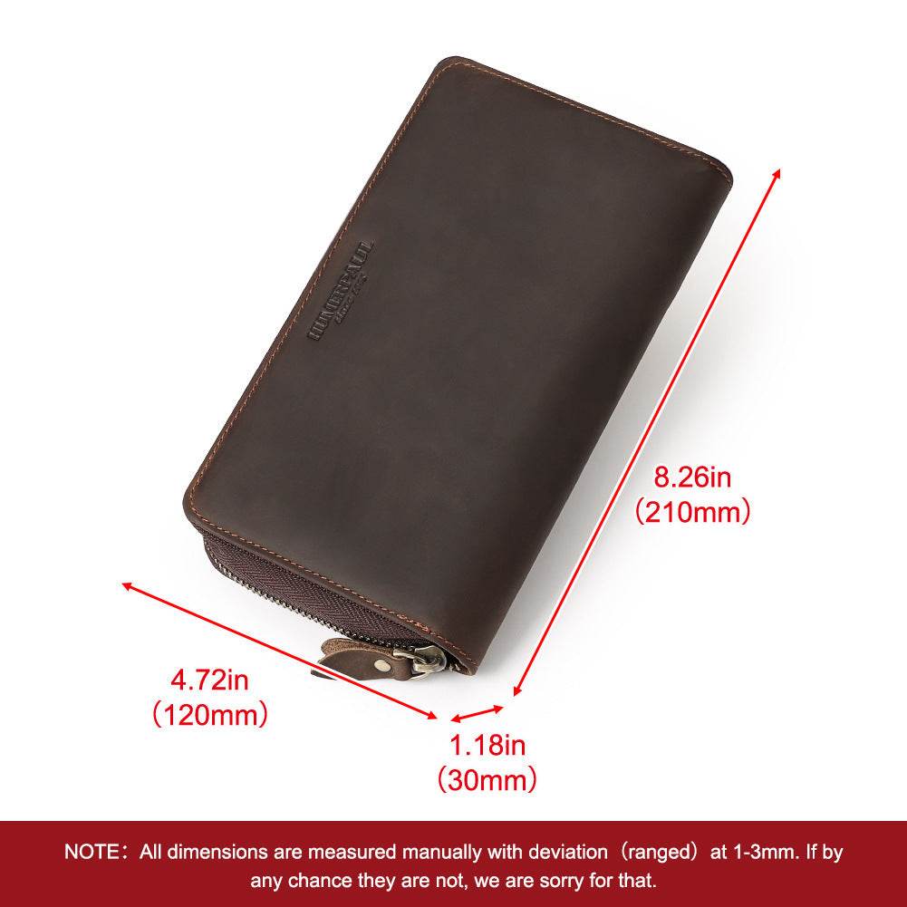 Vintage Genuine Leather Wallet – First Layer Cowhide with Zipper & Multiple Card Slots - grabzbags.com
