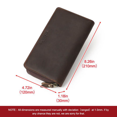 Vintage Genuine Leather Wallet – First Layer Cowhide with Zipper & Multiple Card Slots - grabzbags.com