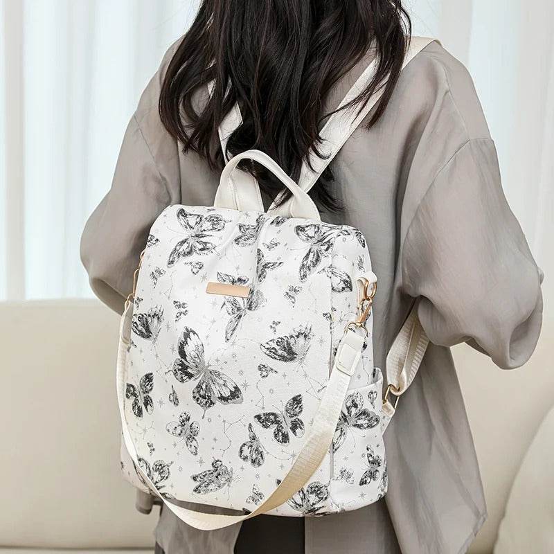 Butterfly Print Shoulder Backpack – Large Capacity Fashion Bag for Women & Girls - grabzbags.com