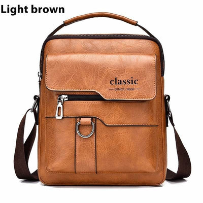 Popular Men’s Retro PU Leather Messenger Bag – One Shoulder Business Crossbody with Flap, Solid Travel Backpack - grabzbags.com