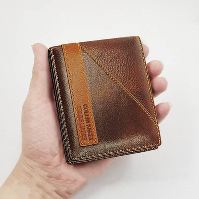 Men’s Short Cowhide Wallet – Stylish & Fashionable Genuine Leather Wallet - grabzbags.com