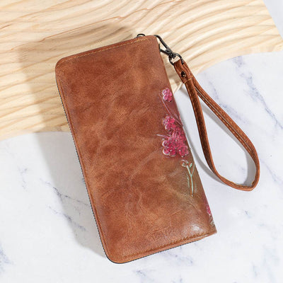 Women’s Embossed Hand-Painted Chinese Style Handbag – Elegant Zipper Closure Tote - grabzbags.com
