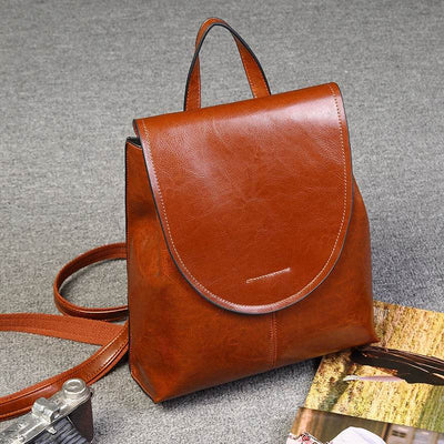 Women’s Genuine Leather Backpack – Retro Fashion Messenger Style Bag - grabzbags.com