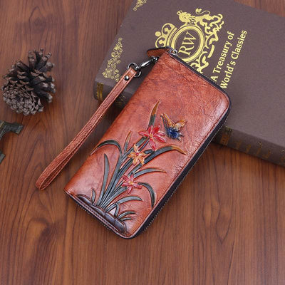 Retro Long Clutch Wallet – Women's Vintage Style Purse with Multiple Card Slots - grabzbags.com