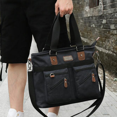 Men’s Canvas Business Briefcase – Casual Shoulder Laptop Bag