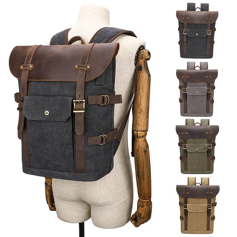 Men’s Crazy Horse Leather Laptop Backpack – European & American Vintage Style - grabzbags.com