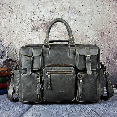 Men’s 16-Inch Leather Briefcase – First Layer Cowhide Large Capacity Business Bag - grabzbags.com