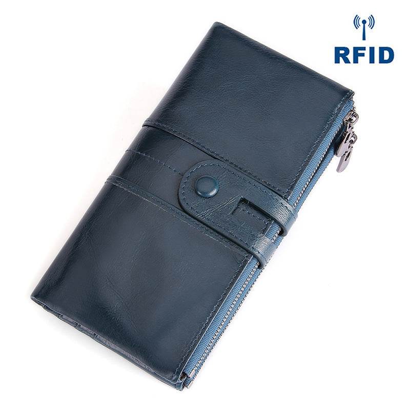 Women’s Retro Leather RFID Wallet – Stylish Long Wallet for Everyday Use - grabzbags.com