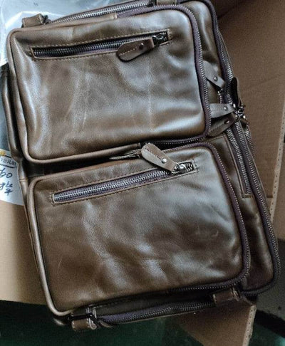 Men’s Multifunctional Leather Bag – First-Layer Imported Cowhide Shoulder & Business Bag - grabzbags.com