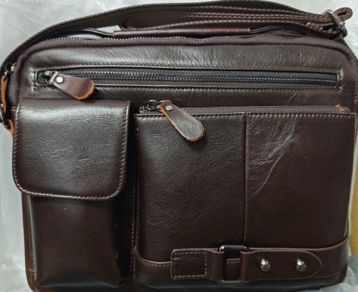 Men’s Premium Oil Wax Leather Messenger Bag – High-End Genuine Leather Crossbody - grabzbags.com