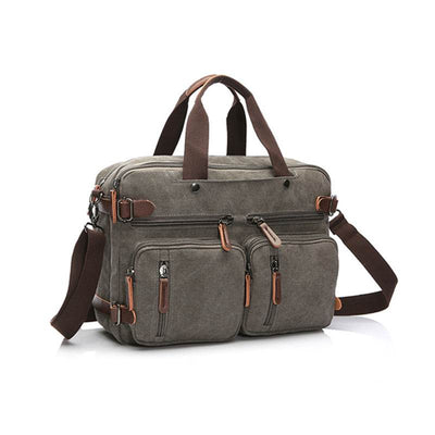 Men’s Casual Canvas Briefcase – Large-Capacity Handbag with Zipper Closure for Work & Travel - grabzbags.com