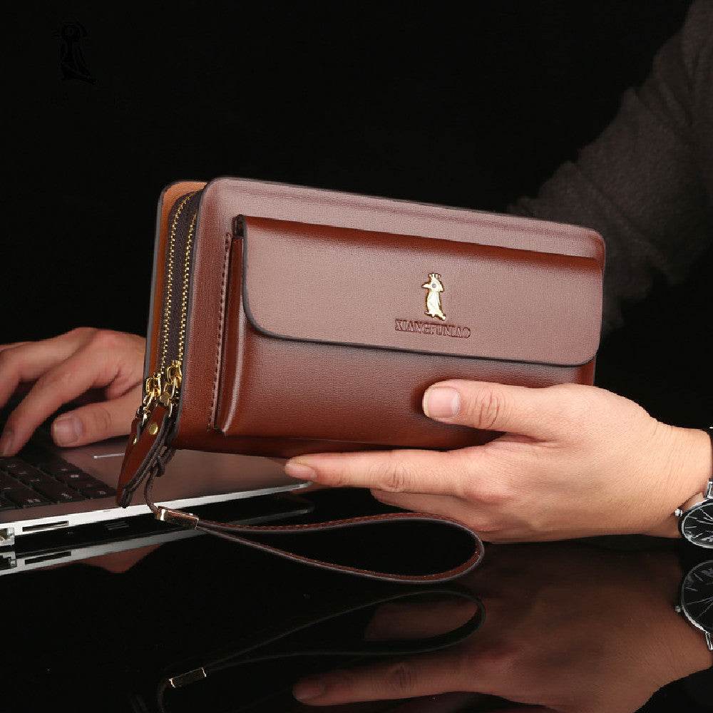 Men’s Fashion Business Wallet – Sleek Zipper PU Leather Wallet for Professionals - grabzbags.com