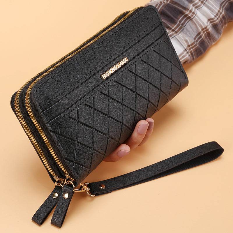 Women’s Long Wallet – Simple Double Zipper Design with Multiple Card Slots - grabzbags.com
