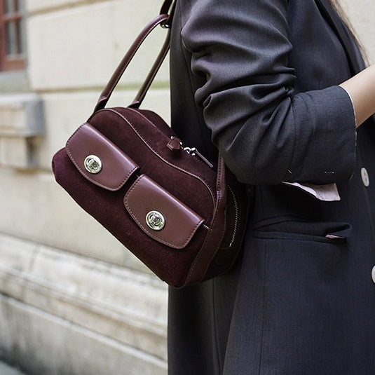 Simple Genuine Leather Shoulder Bag for Women – Large Capacity Two-Layer Cowhide Handbag, Solid Color Sewing Line Fashion Tote