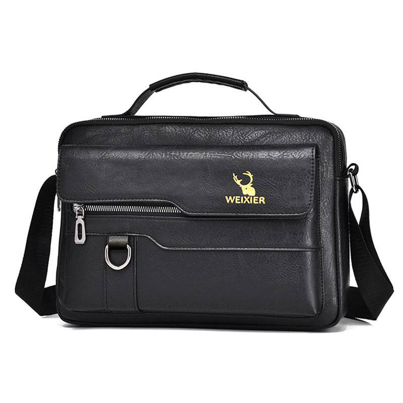 Popular Men’s Retro PU Leather Messenger Bag – One Shoulder Business Crossbody with Flap, Solid Travel Backpack - grabzbags.com