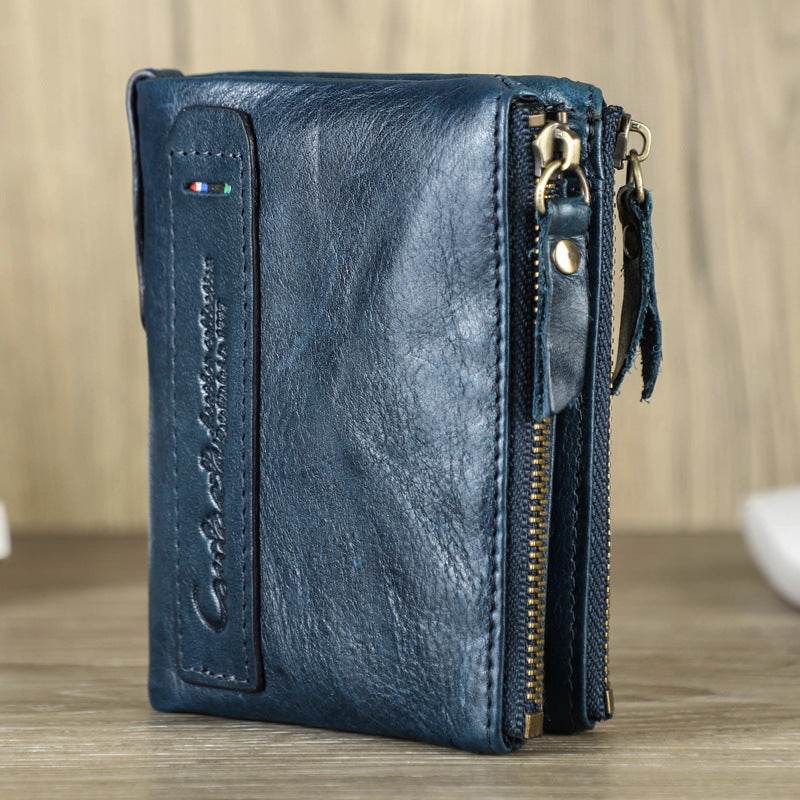 Chic Men’s Short Wallet – Genuine Leather Coin Purse with Minimalist Design - grabzbags.com