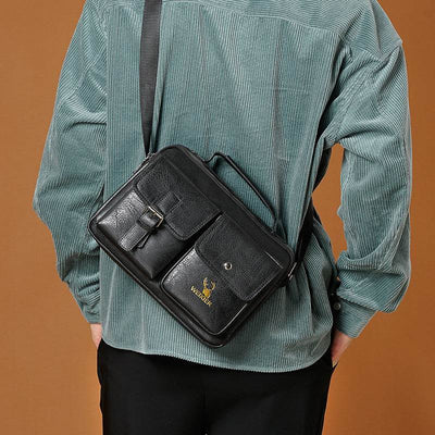 Men’s Vintage One-Shoulder Messenger Bag – Casual Crossbody Leather Bag - grabzbags.com