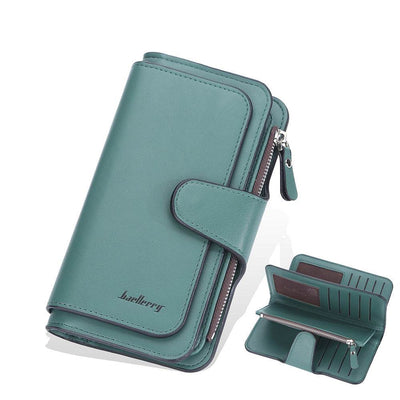 Women’s Korean Style Tri-Fold Long Wallet – Clutch with Zipper & Multiple Card Slots - grabzbags.com