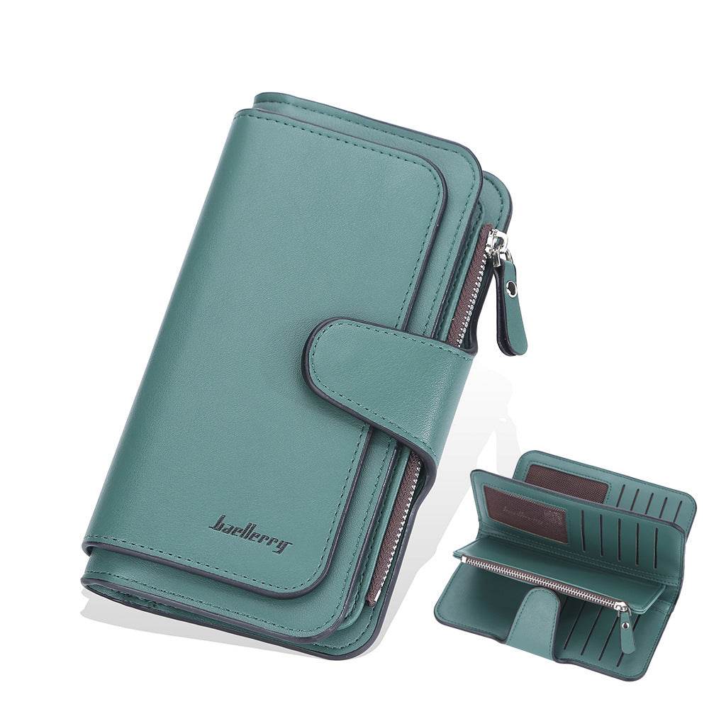 Women’s Korean Style Tri-Fold Long Wallet – Clutch with Zipper & Multiple Card Slots - grabzbags.com