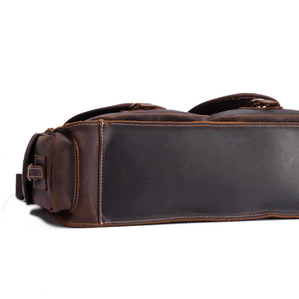 Men’s Retro Leather Briefcase – Genuine Cowhide Messenger Bag