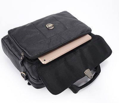 Men’s Genuine Leather Business Briefcase – Classic Cowhide Office Handbag for Work & Travel