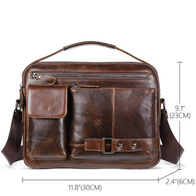 Men’s Premium Oil Wax Leather Messenger Bag – High-End Genuine Leather Crossbody - grabzbags.com