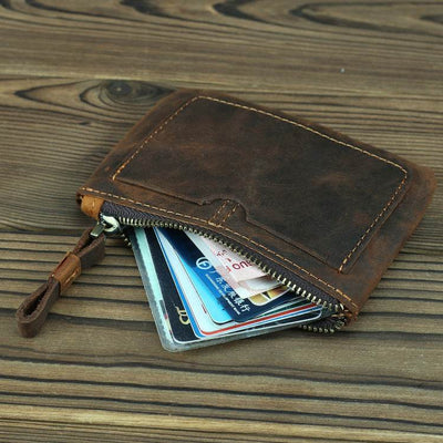 Crazy Horse Leather Coin Purse for Men – Vintage Retro Style Pocket Wallet - grabzbags.com