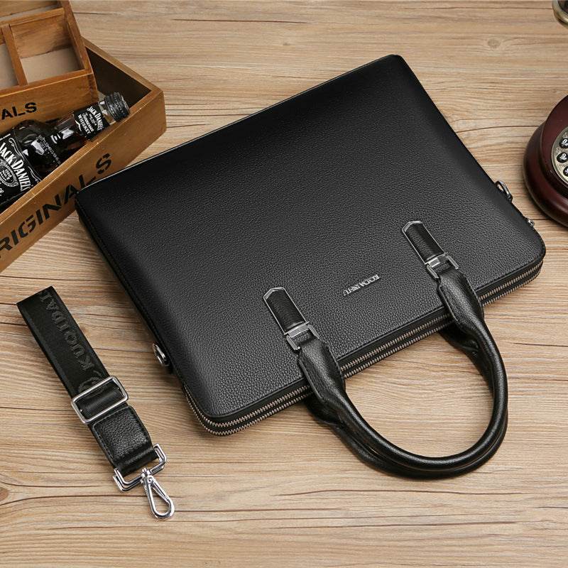 Men's PU leather Business Laptop Bag – Large Capacity Double Zipper Handbag with Premium Tactile Finish - grabzbags.com