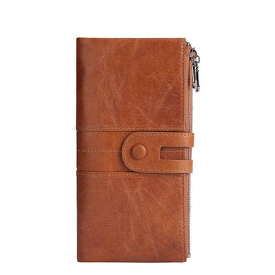 Women’s Retro Leather RFID Wallet – Stylish Long Wallet for Everyday Use - grabzbags.com